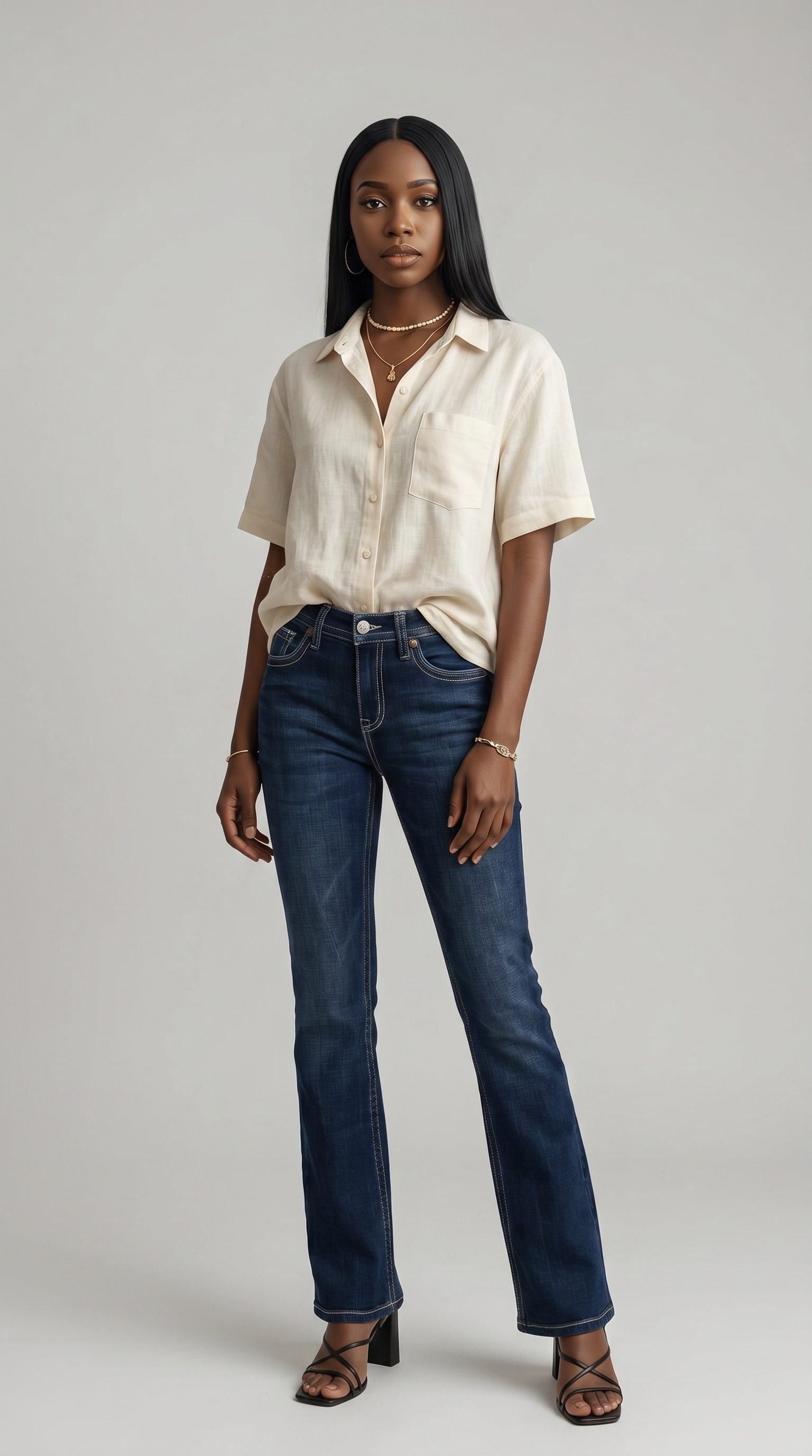 Stevie Dark Wash "Tummy Control" High Rise Slim Flare Jeans
