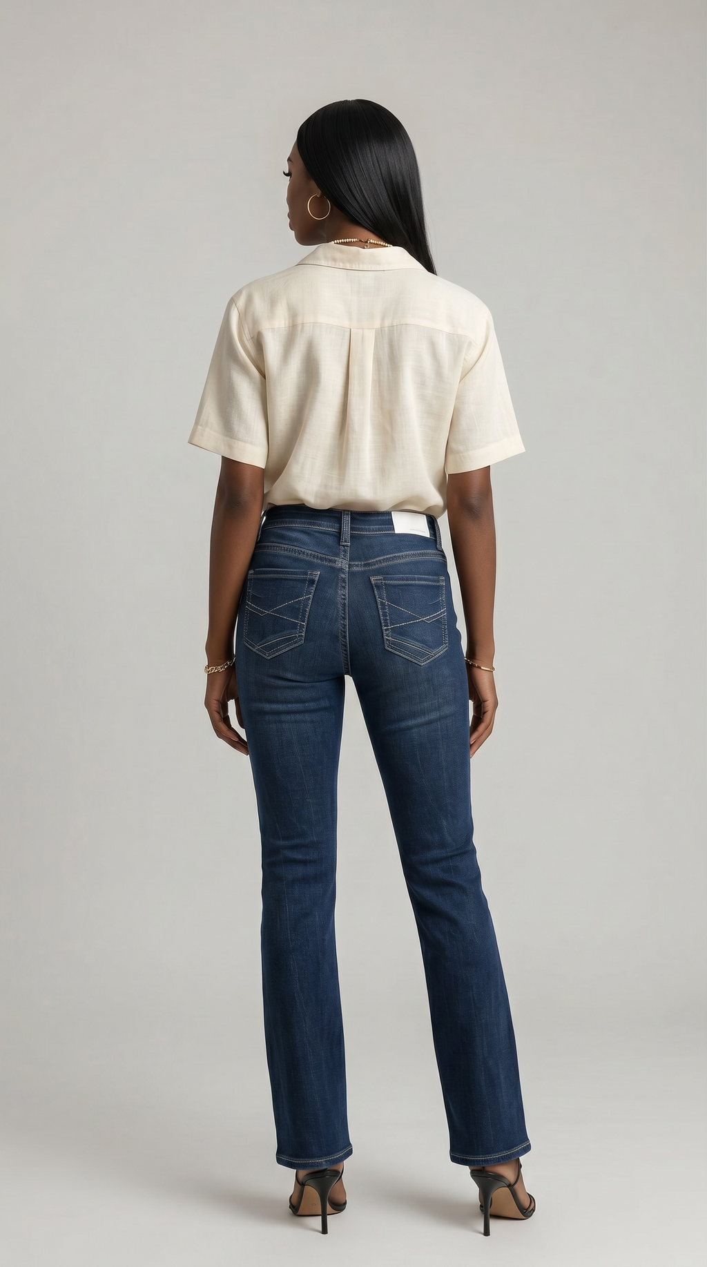 Stevie Dark Wash "Tummy Control" High Rise Slim Flare Jeans