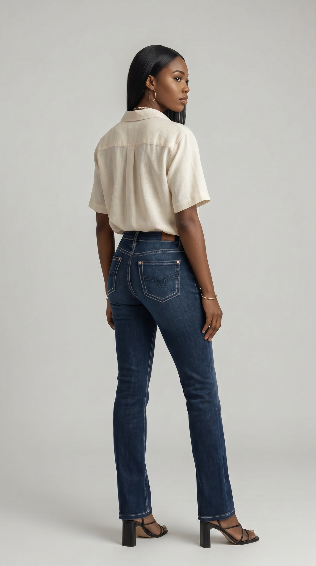 Stevie Dark Wash "Tummy Control" High Rise Slim Flare Jeans