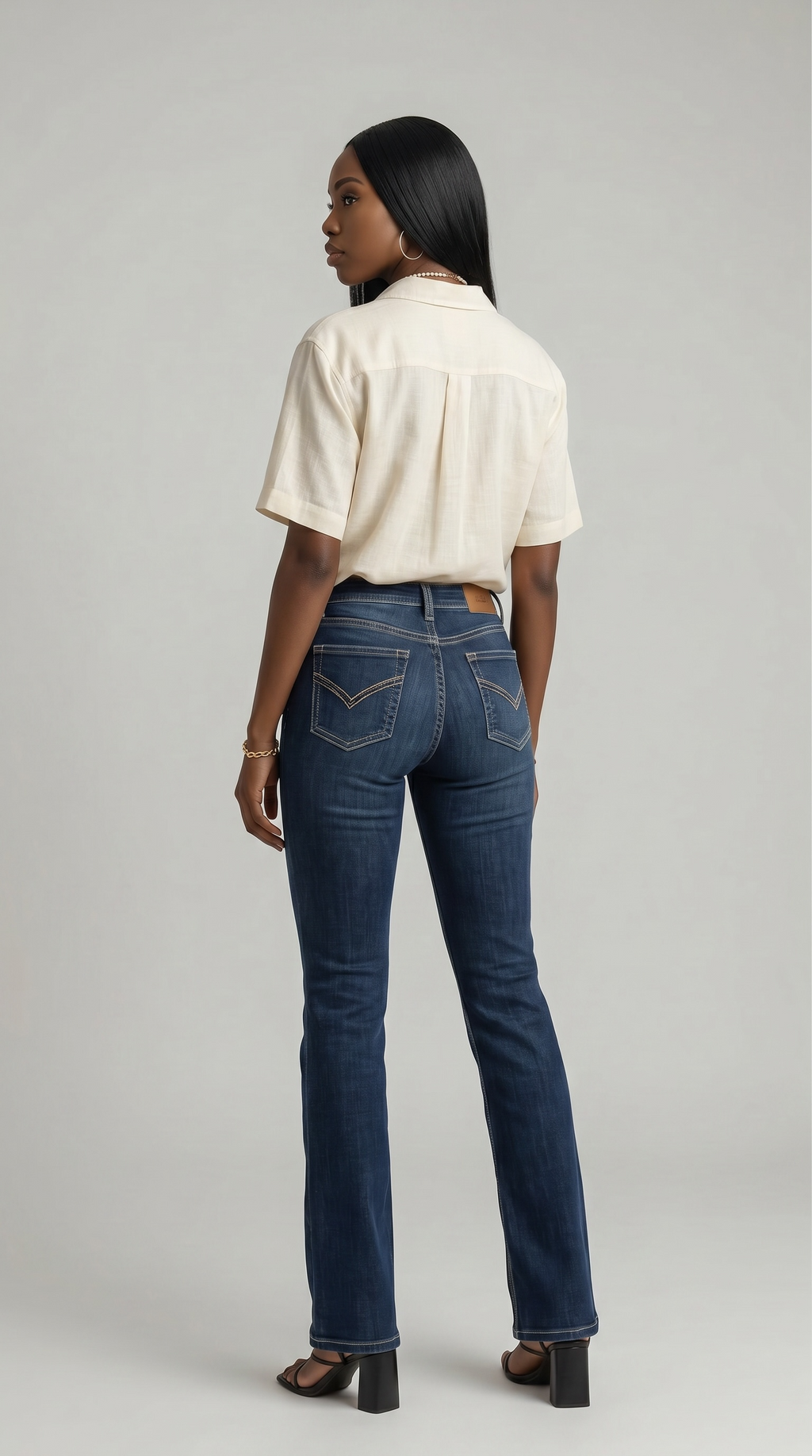 Stevie Dark Wash "Tummy Control" High Rise Slim Flare Jeans