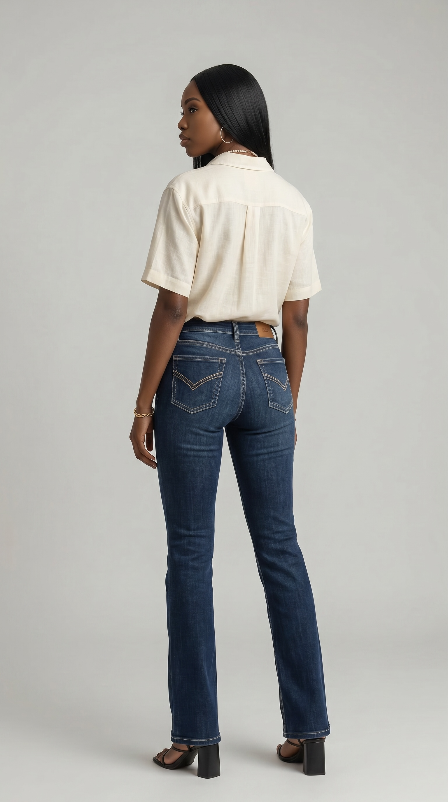 Stevie Dark Wash "Tummy Control" High Rise Slim Flare Jeans