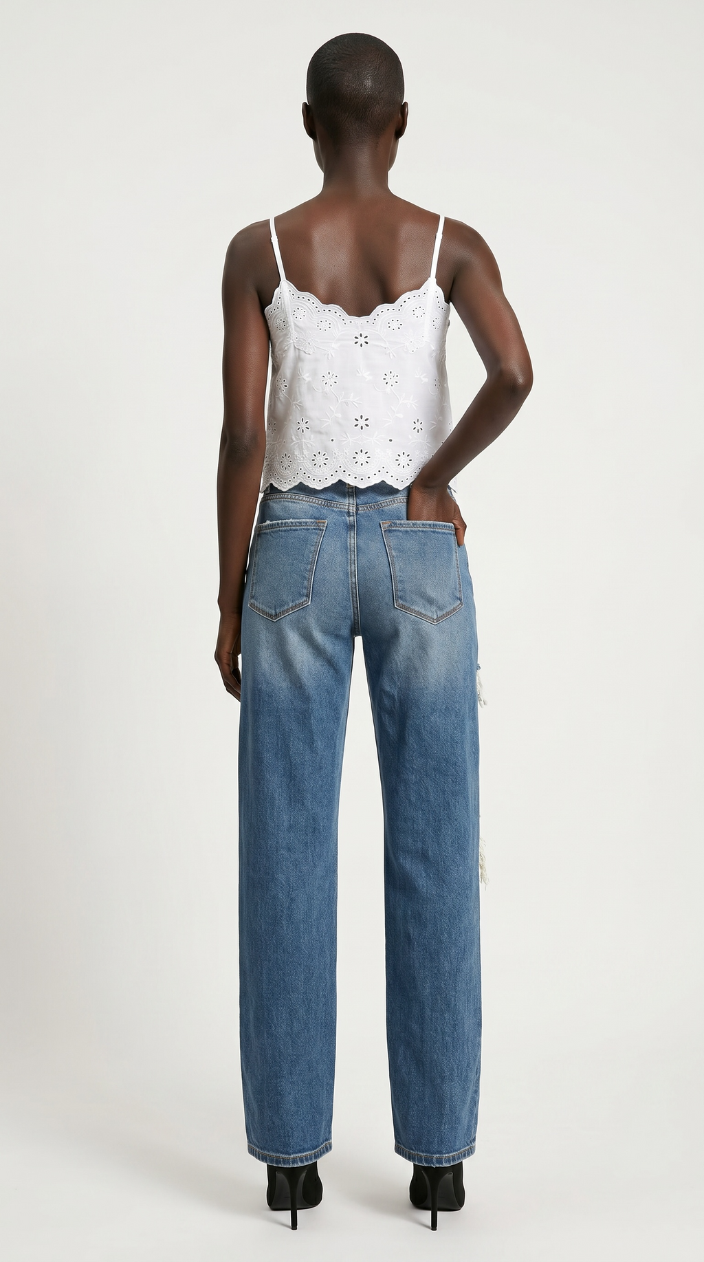 Hybrid Stretch Ripped Relaced Flare Jeans