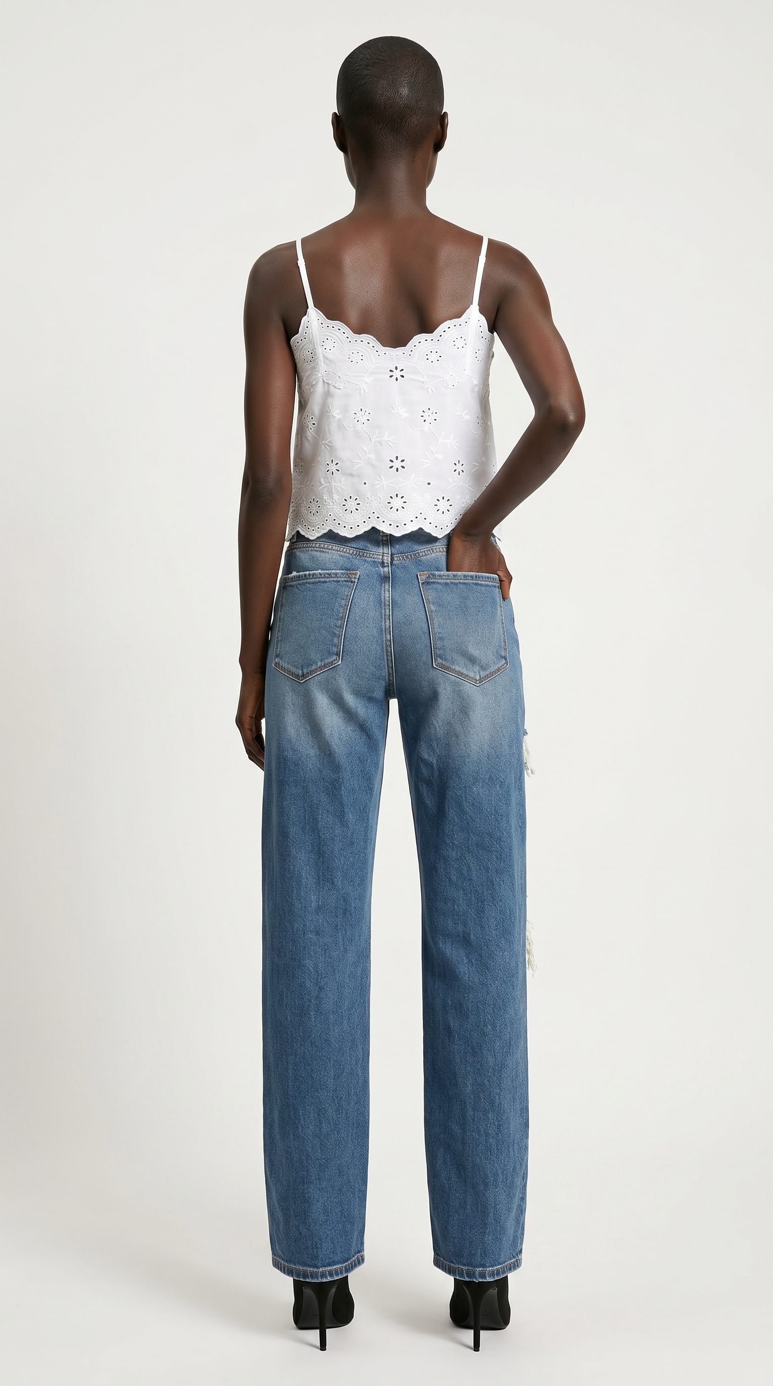 Hybrid Stretch Ripped Relaced Flare Jeans