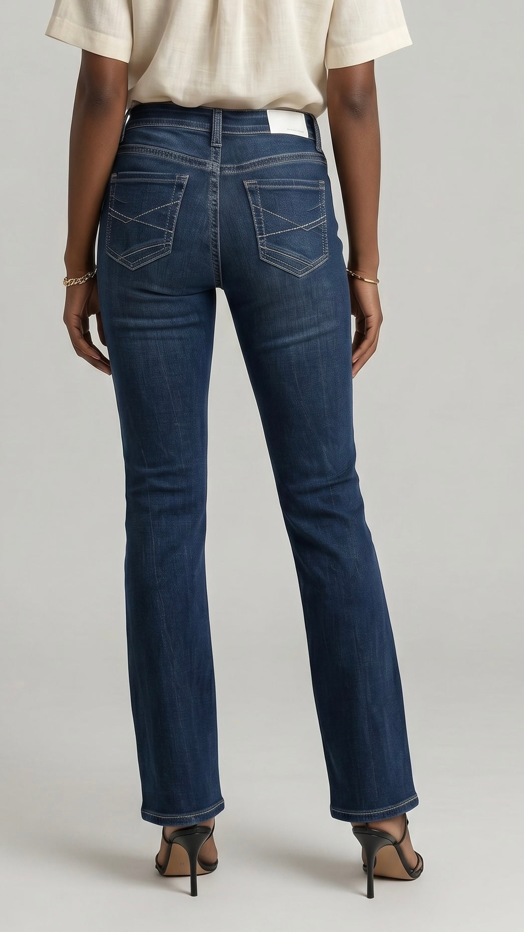 Stevie Dark Wash "Tummy Control" High Rise Slim Flare Jeans