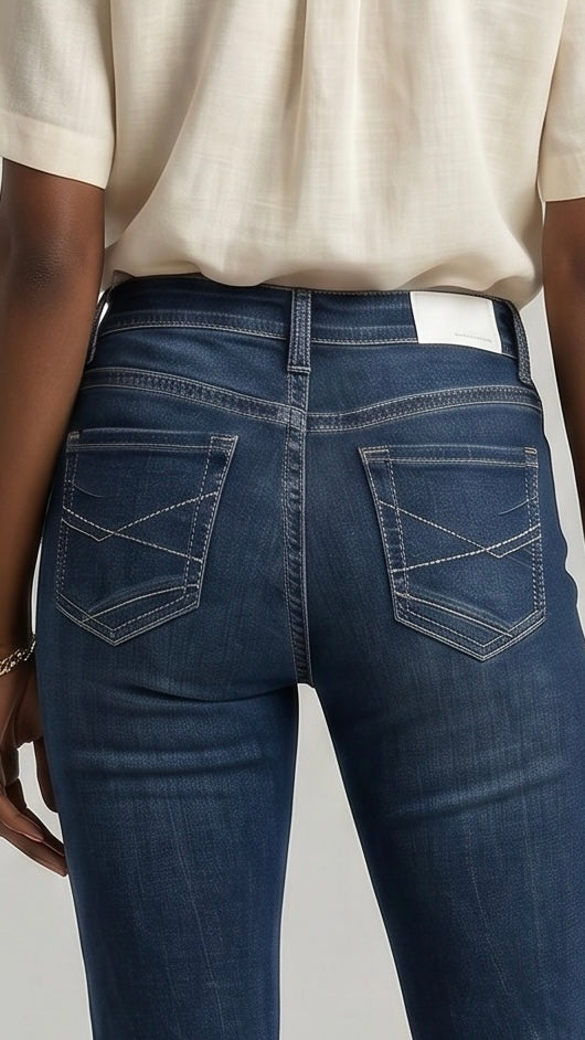Stevie Dark Wash "Tummy Control" High Rise Slim Flare Jeans
