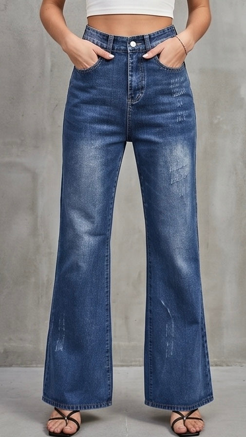 High Rise Bootcut Jeans with Pockets