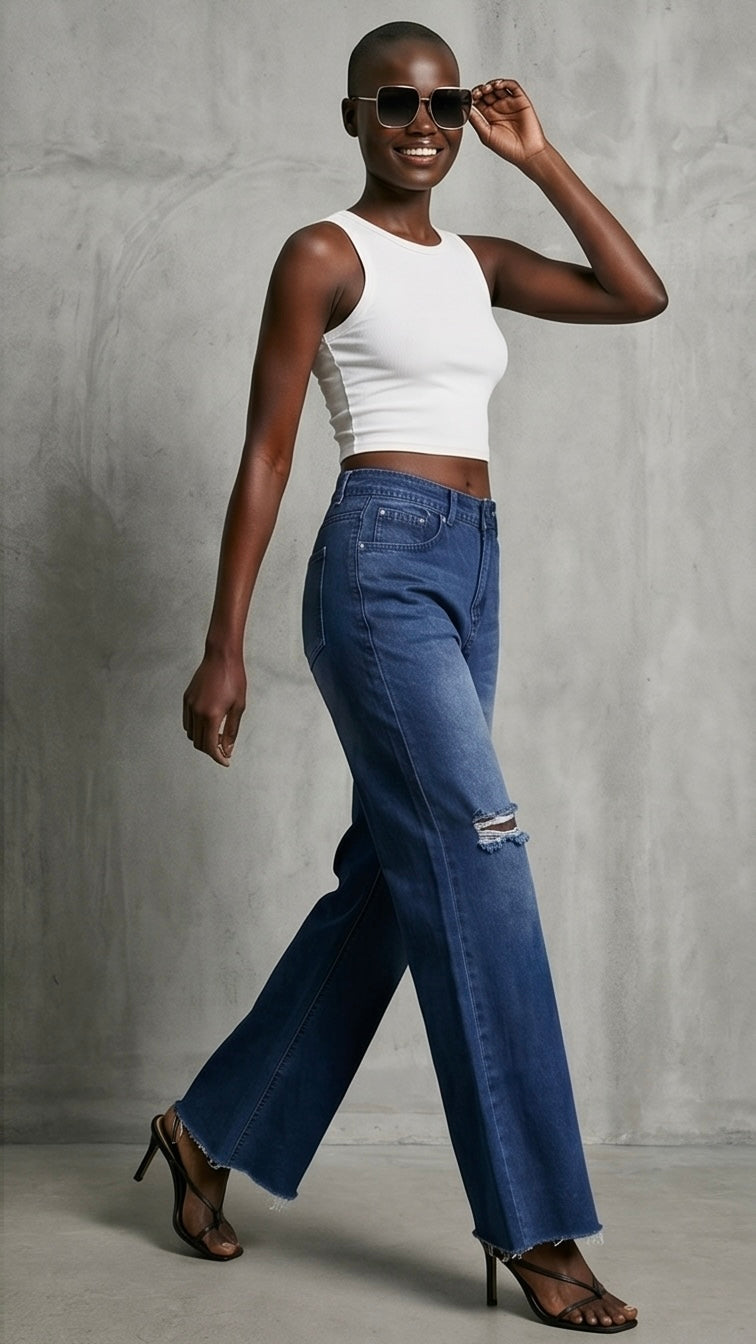 Distressed Loose Fit Jeans