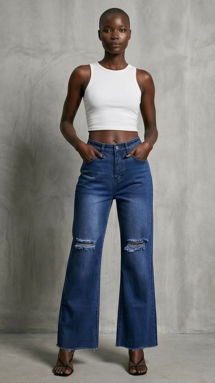 Distressed Loose Fit Jeans