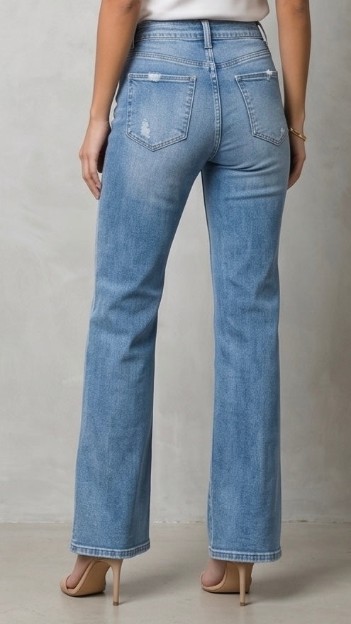 Slit Side Leg Jeans with Pockets