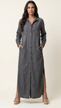 Denim Button Maxi Dress