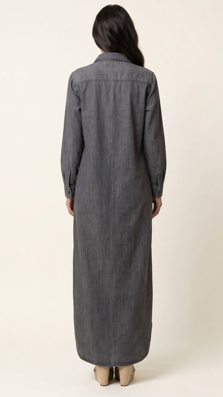 Denim Button Maxi Dress
