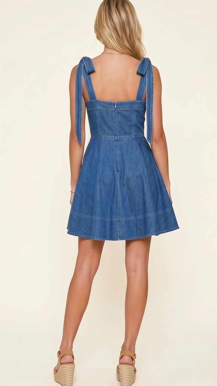 Denim Suspenders Dress