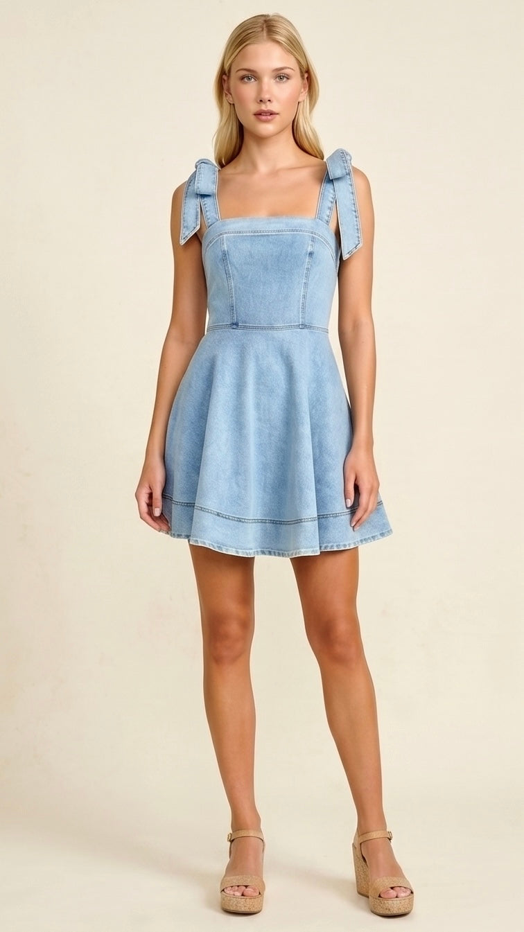 Denim Suspenders Dress