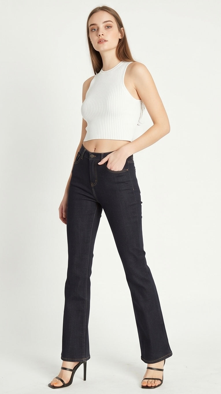 Dark Denim Basic 5-pocket Bootcut Jeans