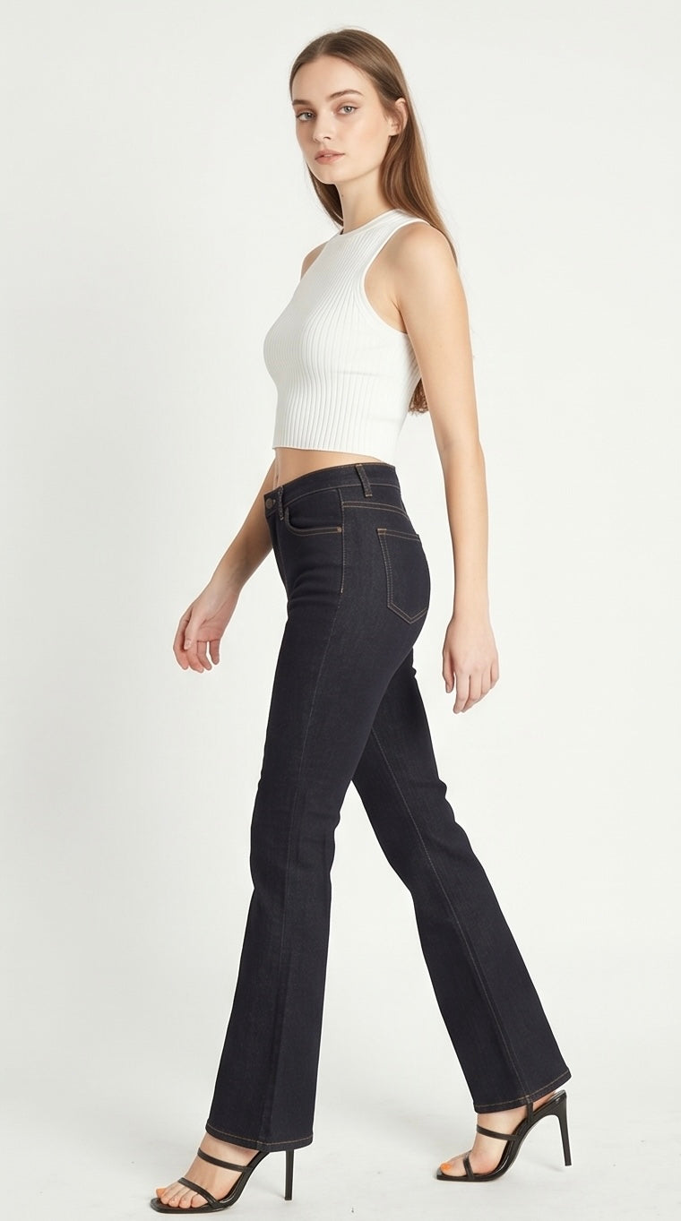 Dark Denim Basic 5-pocket Bootcut Jeans