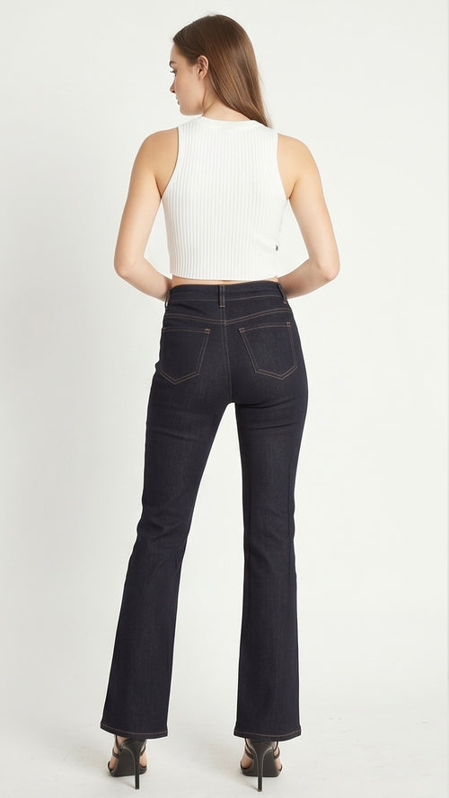 Dark Denim Basic 5-pocket Bootcut Jeans