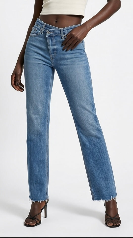 High Rise Crossover Flare Jeans