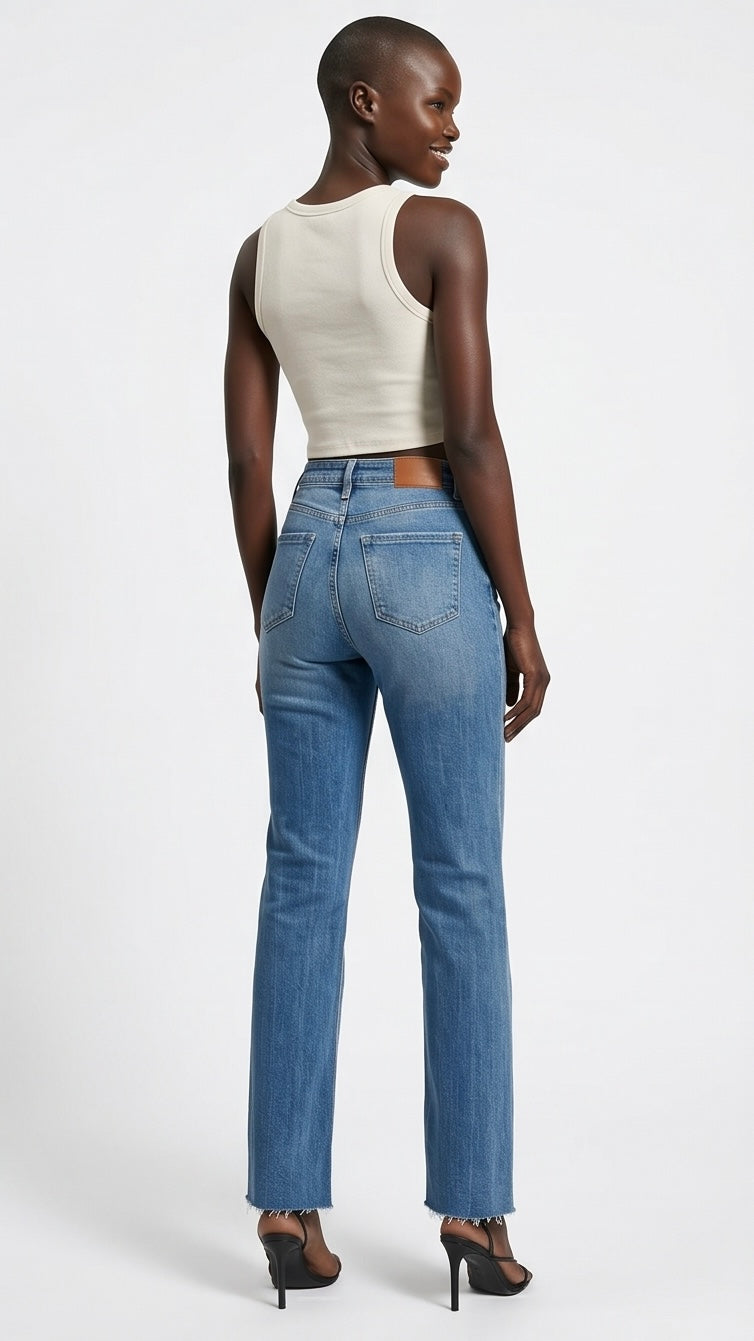 High Rise Crossover Flare Jeans