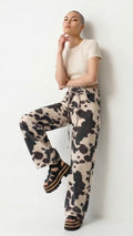 Cow Print Retro Washed Denim Jeans