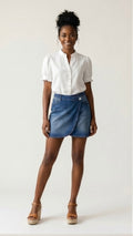 Wrapped Crossed Waist Denim Mini Skirt