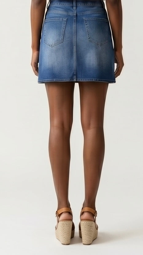 Wrapped Crossed Waist Denim Mini Skirt
