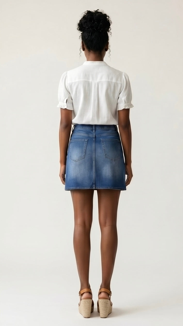 Wrapped Crossed Waist Denim Mini Skirt