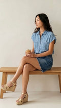 Denim Stars Pattern Blouse