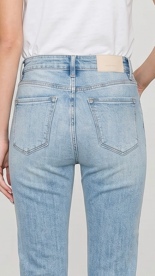 High Rise Straight Leg Ankle Jeans