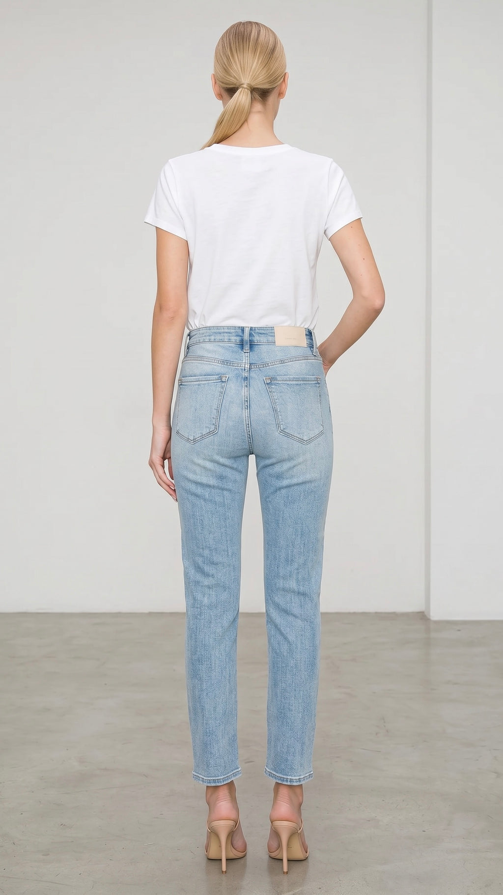 High Rise Straight Leg Ankle Jeans