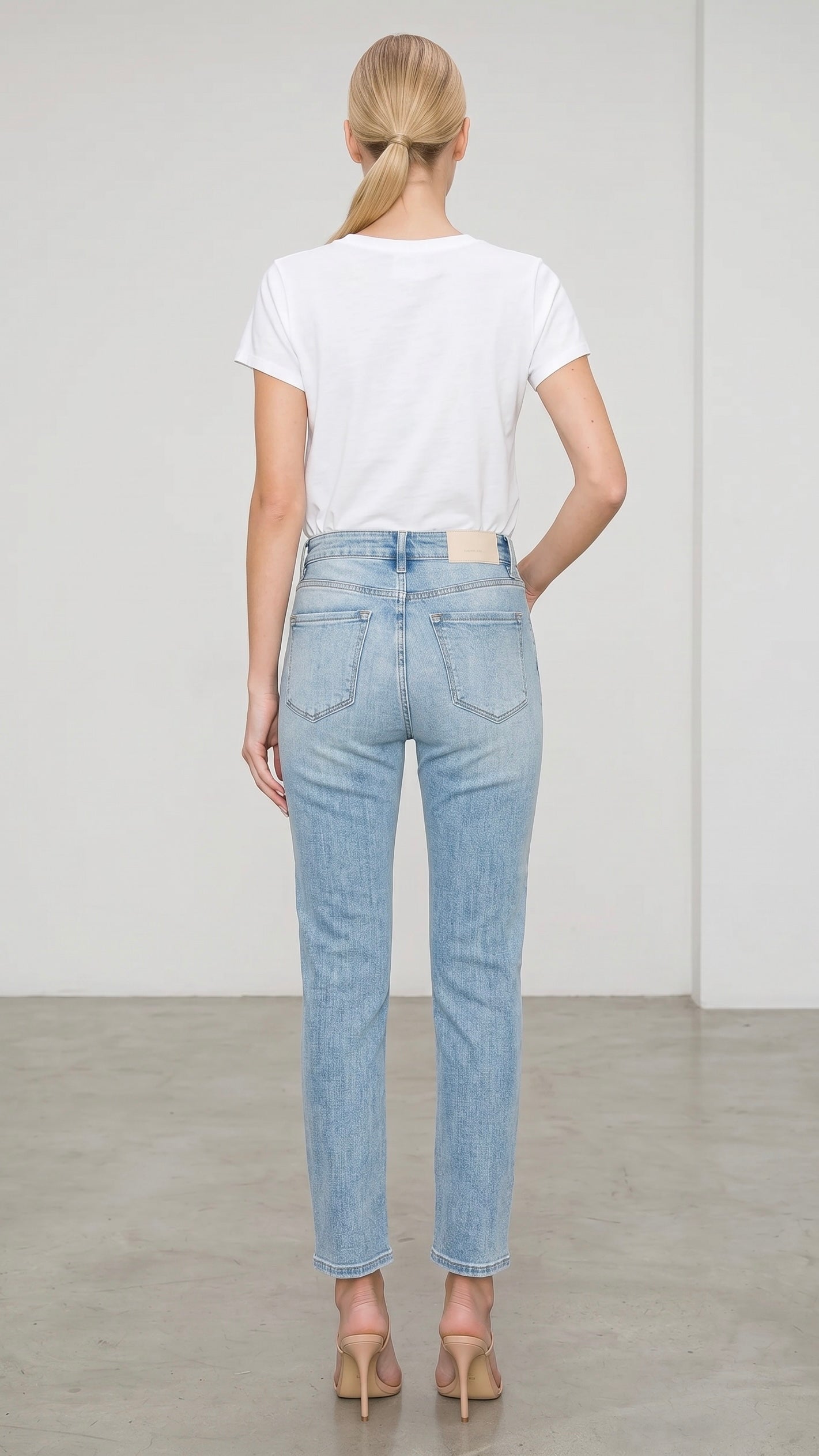 High Rise Straight Leg Ankle Jeans