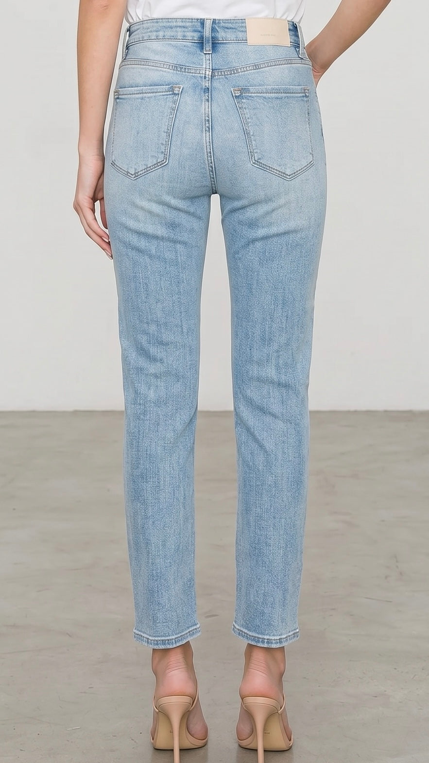 High Rise Straight Leg Ankle Jeans