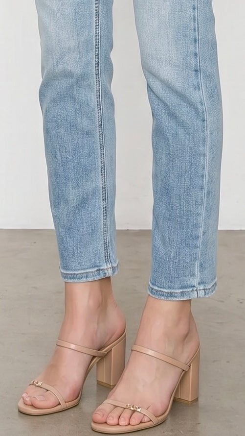 High Rise Straight Leg Ankle Jeans