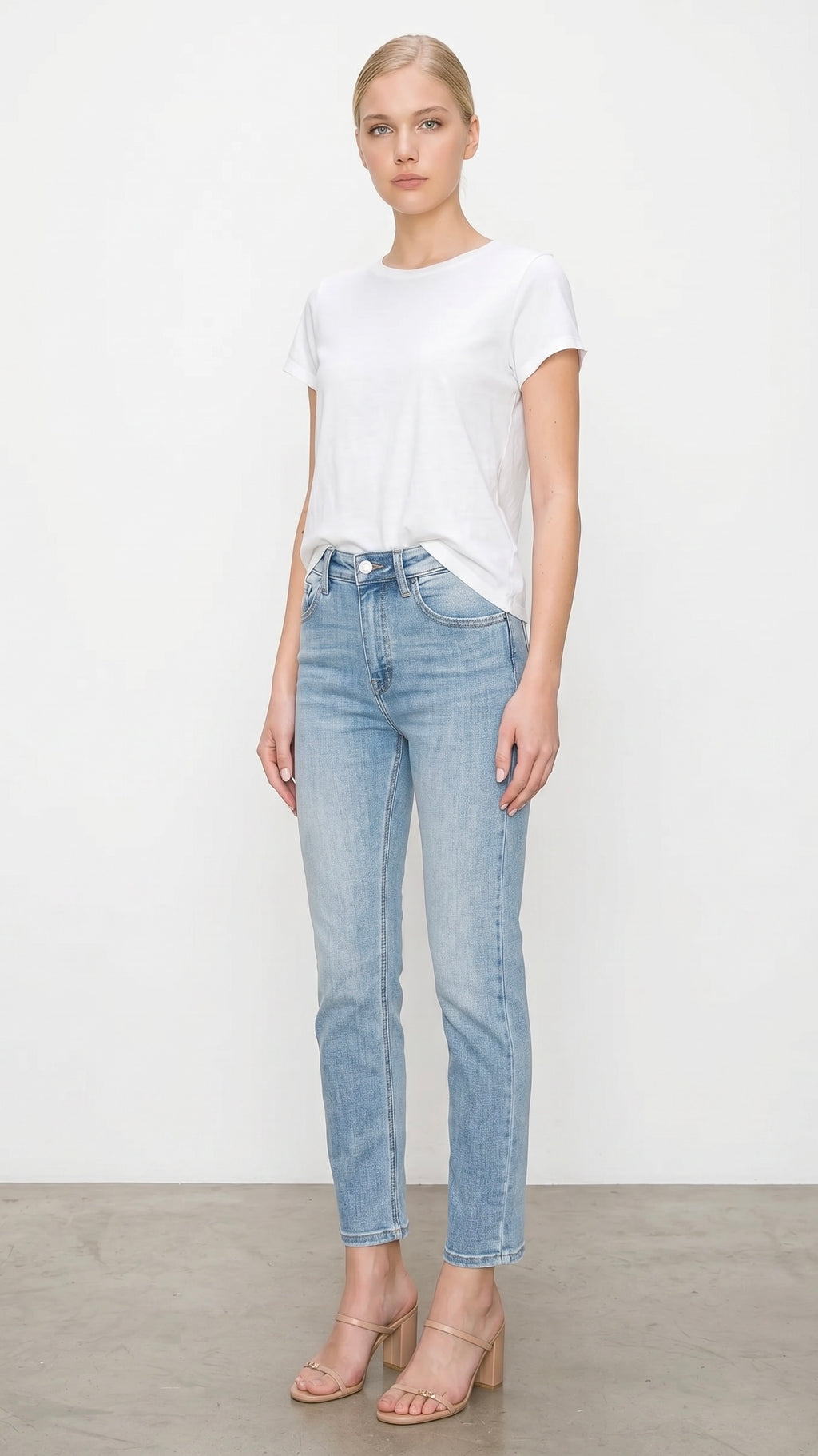 High Rise Straight Leg Ankle Jeans