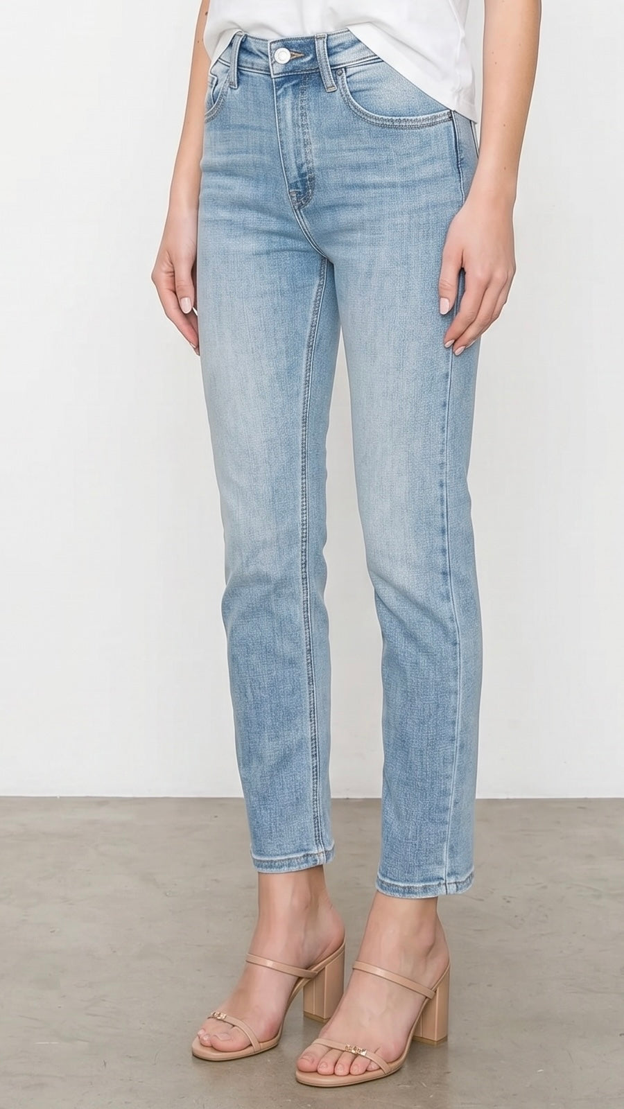 High Rise Straight Leg Ankle Jeans