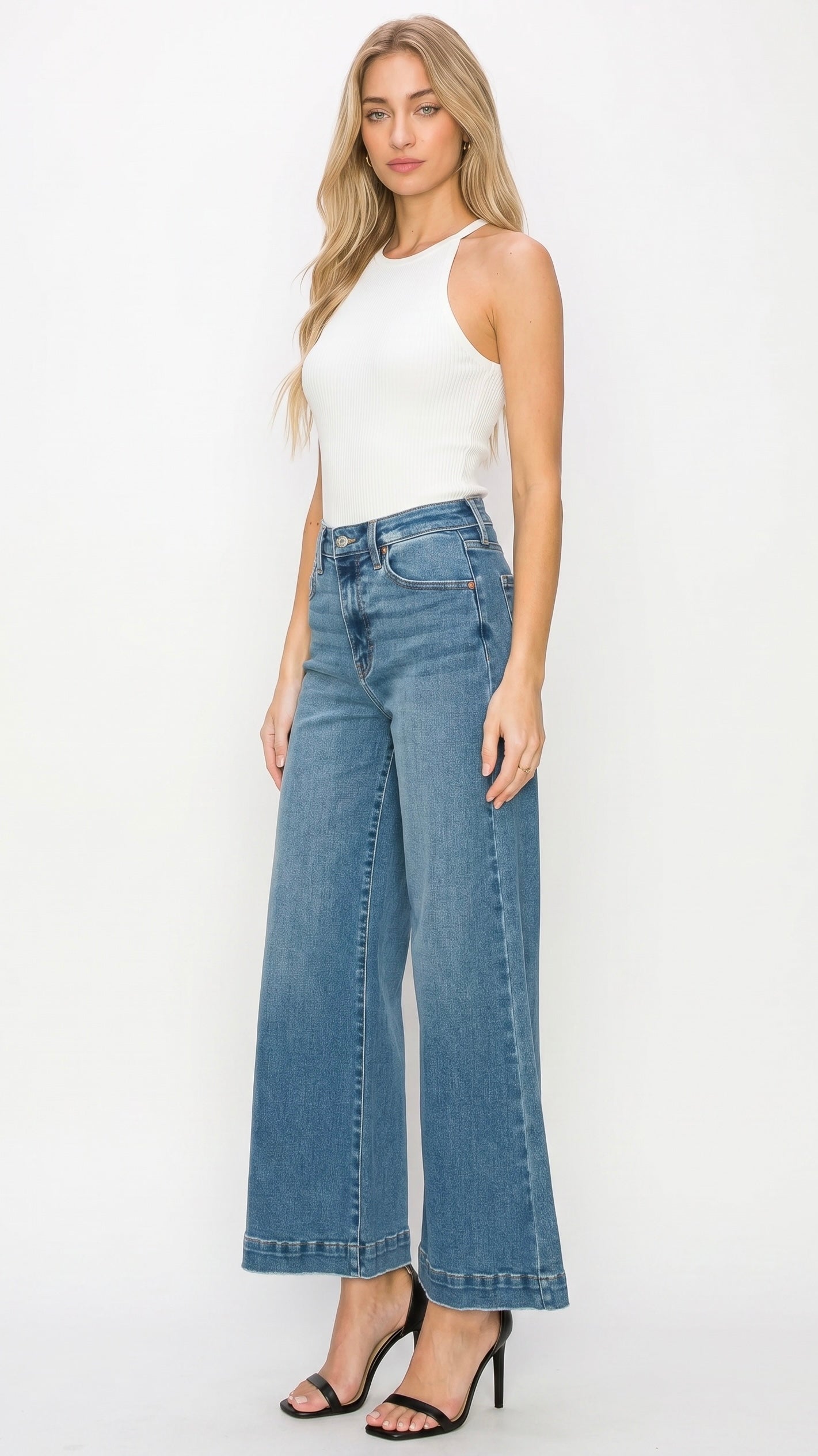 Noa High Rise Crop Palazzo Jeans