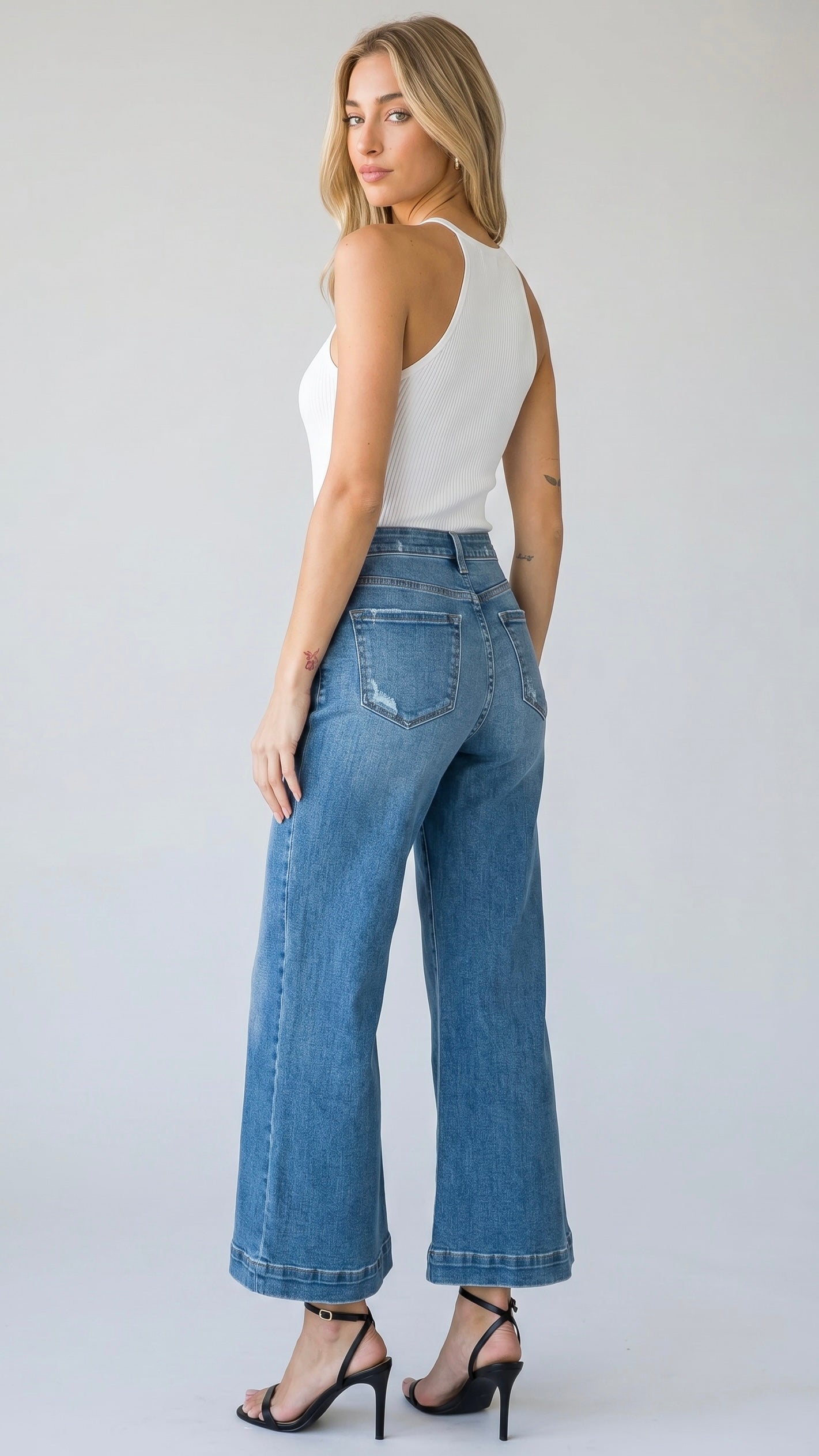Noa High Rise Crop Palazzo Jeans