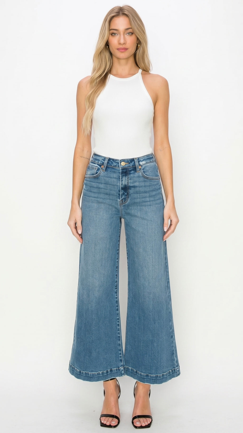 Noa High Rise Crop Palazzo Jeans