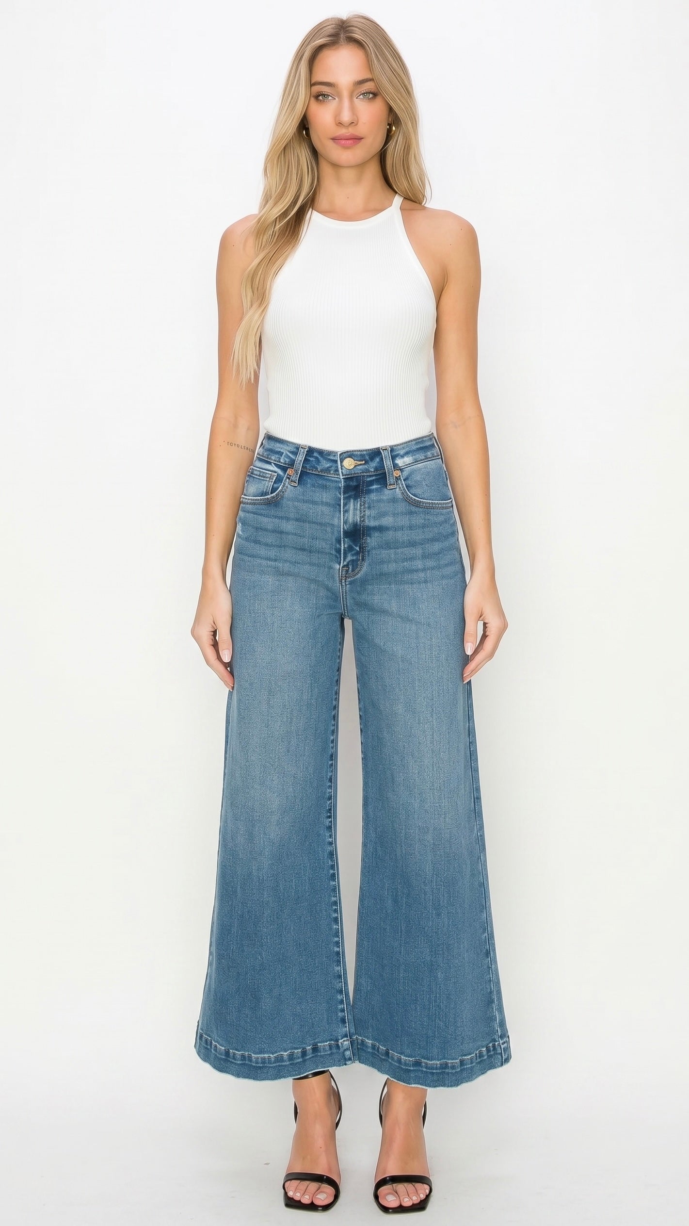 Noa High Rise Crop Palazzo Jeans
