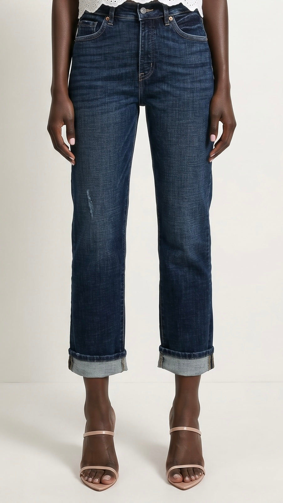 Zephyra "Tummy Control" High Rise Stretch Cropped Jeans