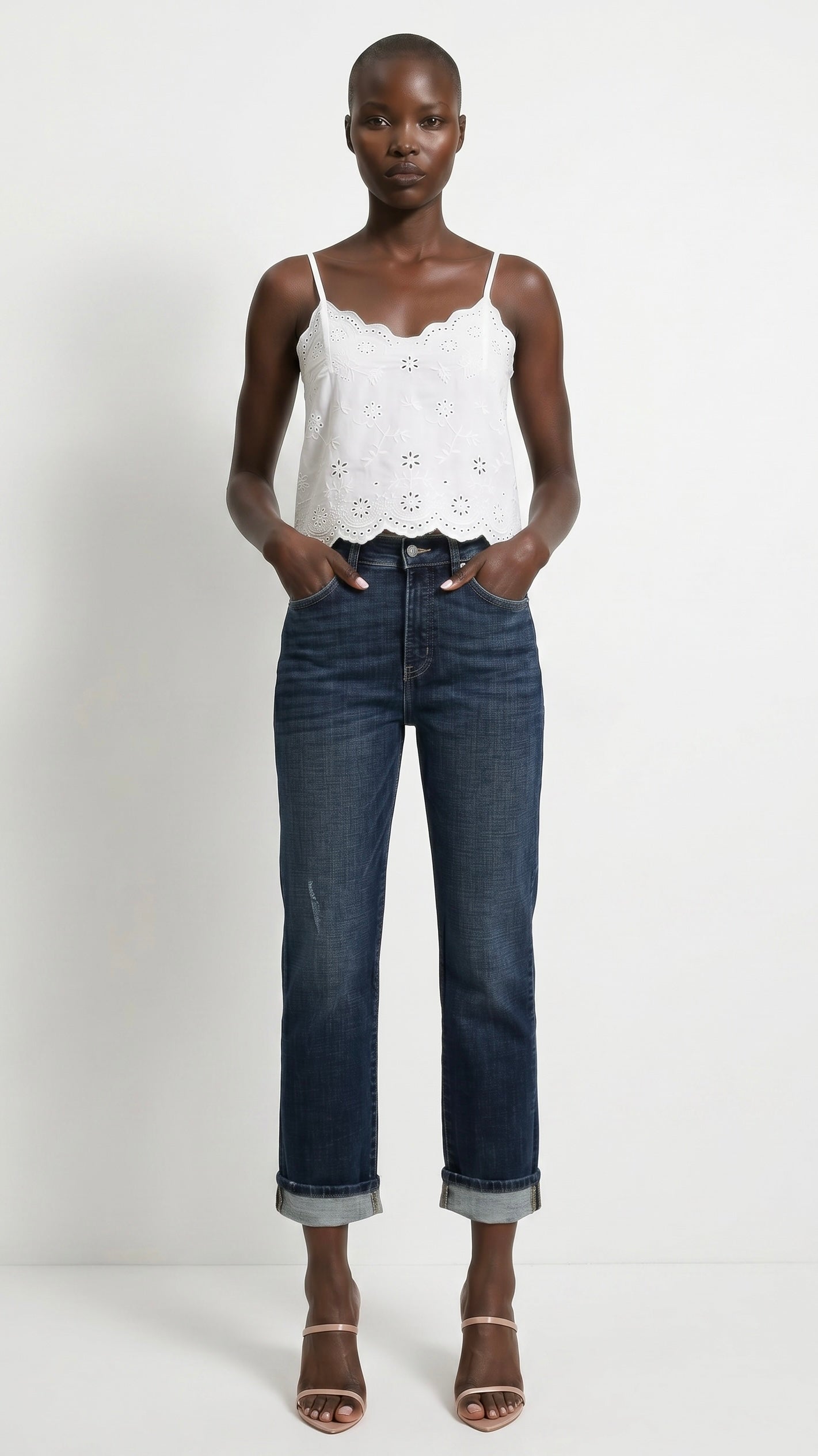 Zephyra "Tummy Control" High Rise Stretch Cropped Jeans