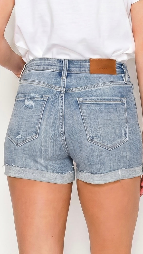 Kathy High Rise Cuffed Stretch Shorts