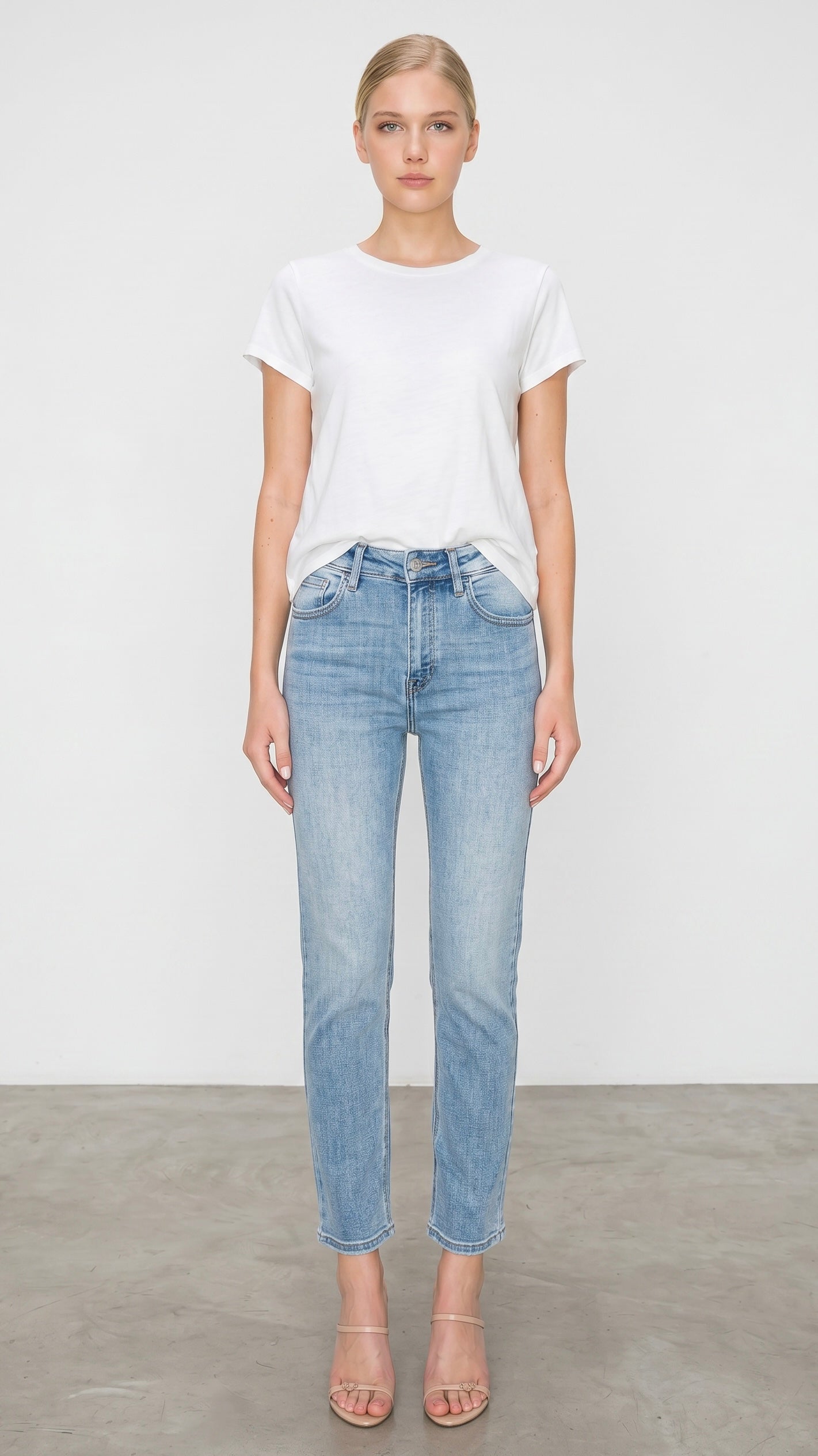 High Rise Straight Leg Ankle Jeans