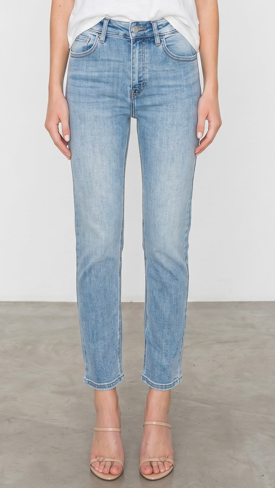 High Rise Straight Leg Ankle Jeans